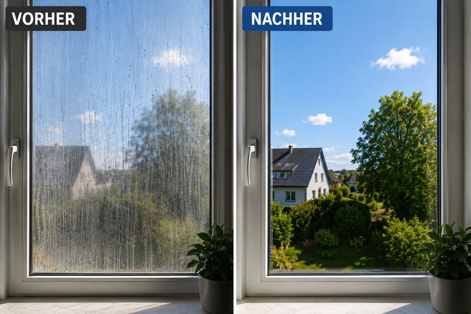 Fensterreinigung innen & außen - Vorher/Nachher